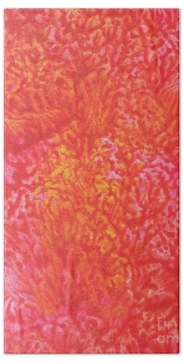 Pink Beach Towel featuring the painting Coral Reef 1 by Buffy Heslin