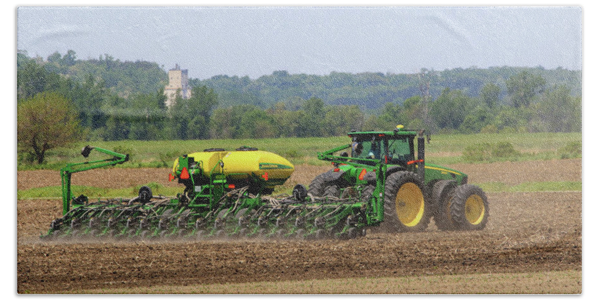 Iowa Beach Towel featuring the photograph Corn Planting Fremont County Iowa by J Laughlin