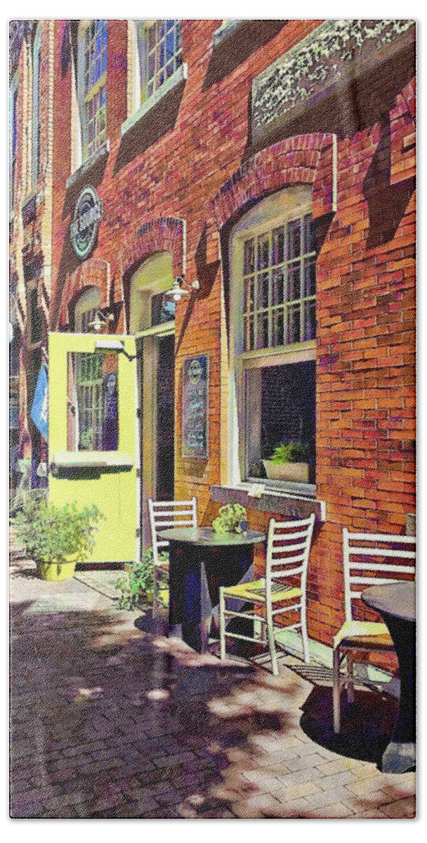 Corning Ny Beach Towel featuring the photograph Corning NY - Restaurant with Open Door by Susan Savad