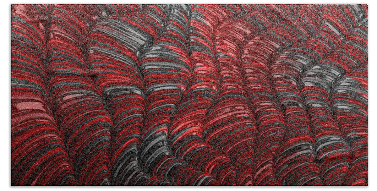 Red And Grey Abstract Beach Towel featuring the digital art Cortex in Red by John Edwards