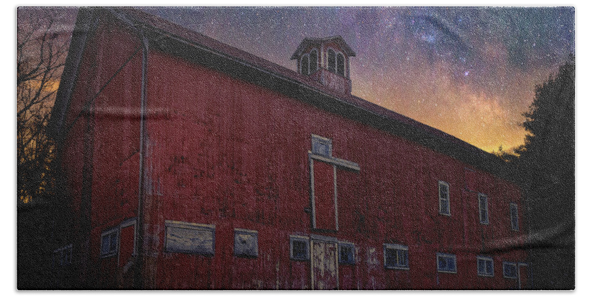Square Beach Sheet featuring the photograph Cosmic Barn Square by Bill Wakeley