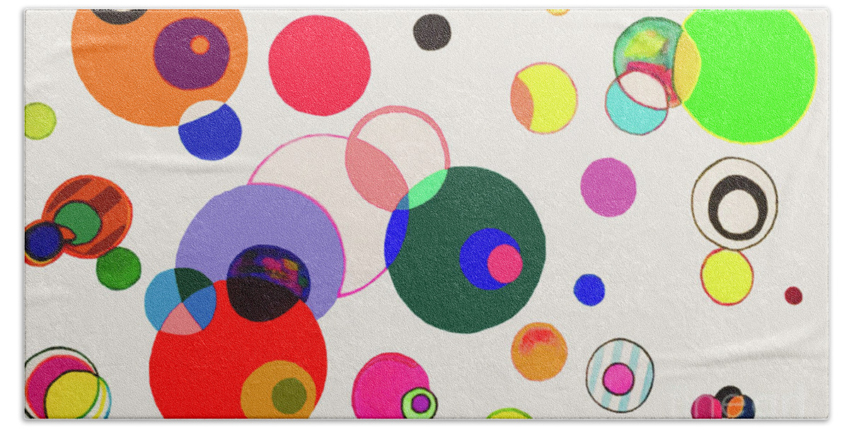 Circles Beach Sheet featuring the painting Cosmos by Beth Saffer