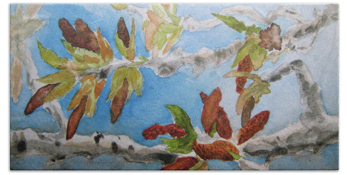 Branch Beach Towel featuring the painting Cottonwood Branches In Spring by Beverley Harper Tinsley