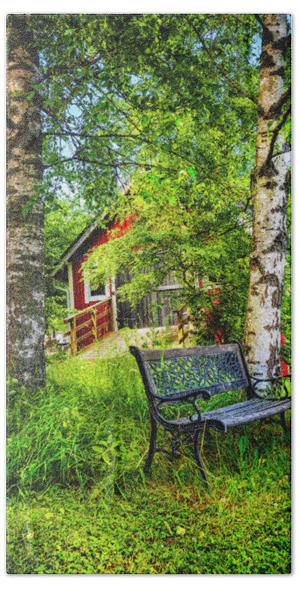 Appalachia Beach Towel featuring the photograph Country Farm Bench by Debra and Dave Vanderlaan