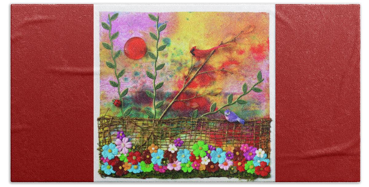 Backyard Beach Towel featuring the mixed media Country Sunrise by Donna Blackhall