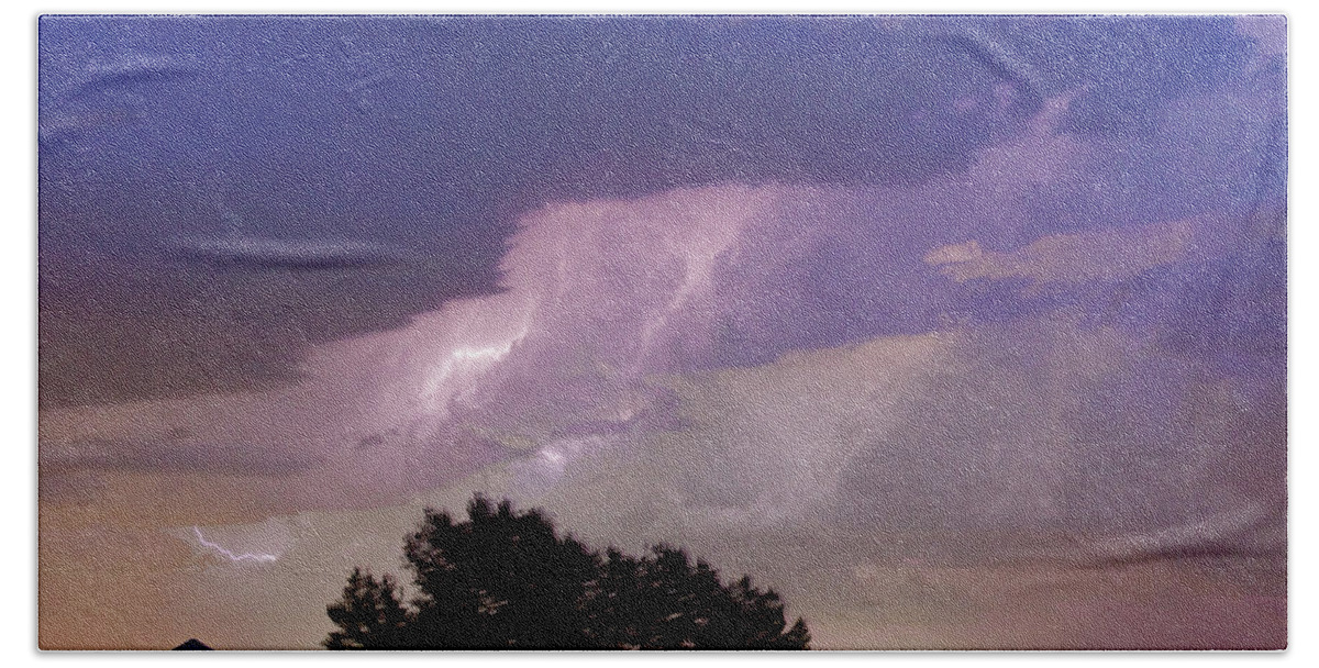 Barns Beach Towel featuring the photograph County Line Northern Colorado Lightning Storm Cropped by James BO Insogna