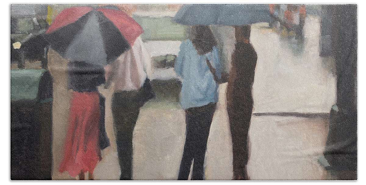 Oil Painting Beach Towel featuring the painting Couples by Tate Hamilton
