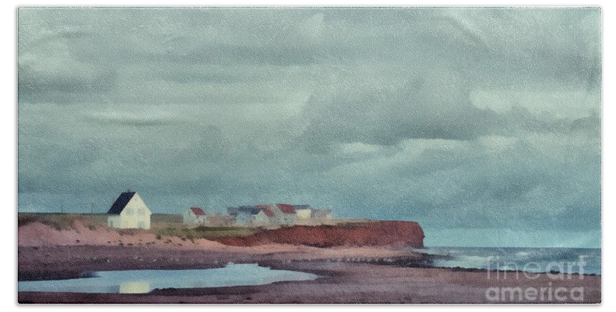 Edward Fielding Beach Towel featuring the painting Cousins Shore Prince Edward Island Landscape by Edward Fielding