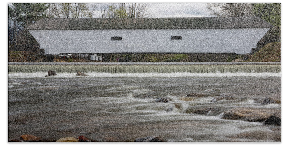 Bridge Beach Towel featuring the photograph Covered Bridge in March by Jeff Severson