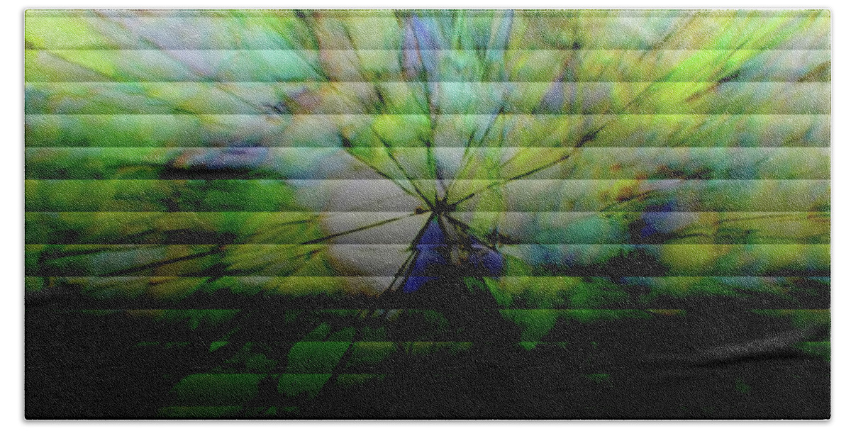 Abstract Beach Sheet featuring the digital art Cracked Abstract Green by Carol Crisafi