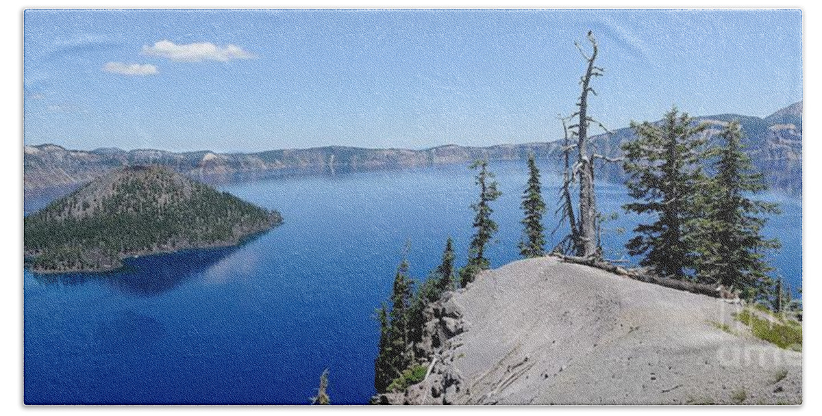 Wizard Island Beach Sheet featuring the photograph Crater Lake Scenic Panorama by John Kelly