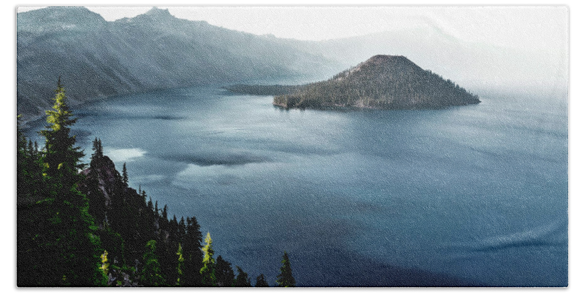 America Beach Sheet featuring the photograph Crater Lake under a siege by Eduard Moldoveanu