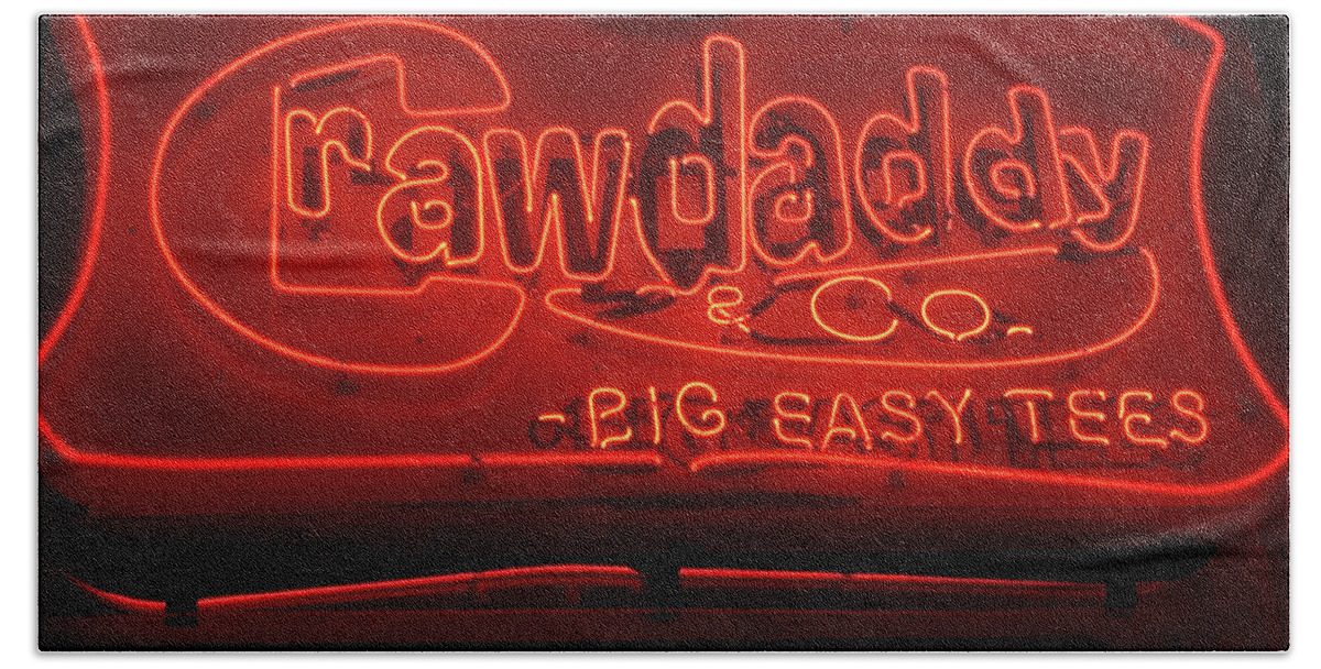 New Orleans Beach Sheet featuring the photograph Craw Daddy Neon Sign by Steven Spak