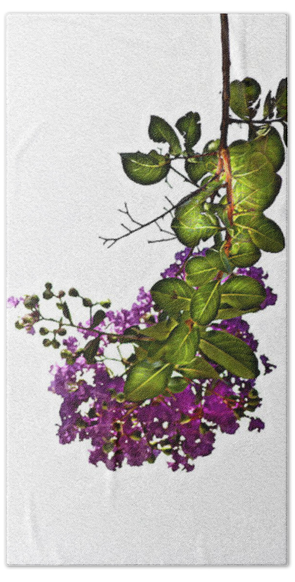 Crepe Myrtle In Oil Beach Towel featuring the digital art Crepe Myrtle in Oil by Susan Vineyard