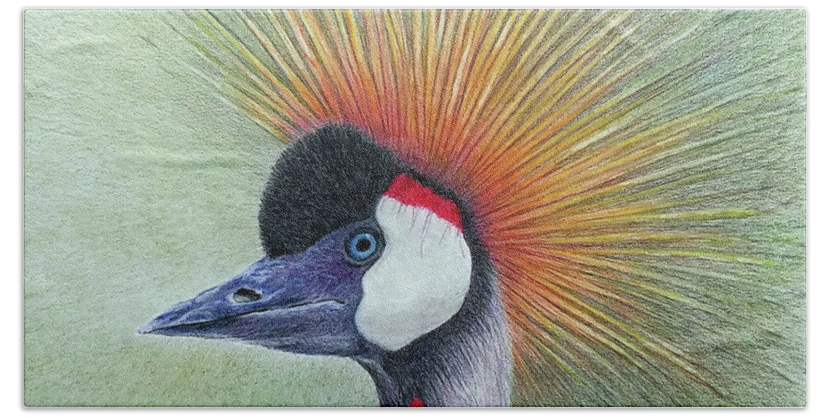 Bird Beach Sheet featuring the painting Crested Crane by Phyllis Howard