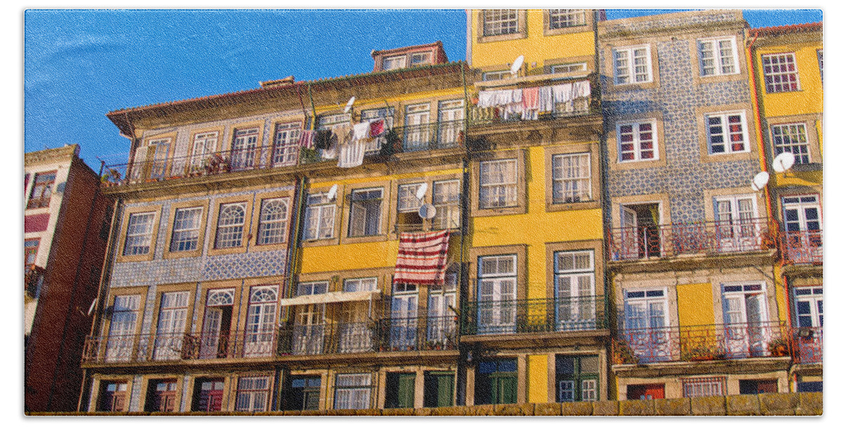 Anastasy Yarmolovich Beach Towel featuring the photograph Crooked Houses of Porto by Anastasy Yarmolovich