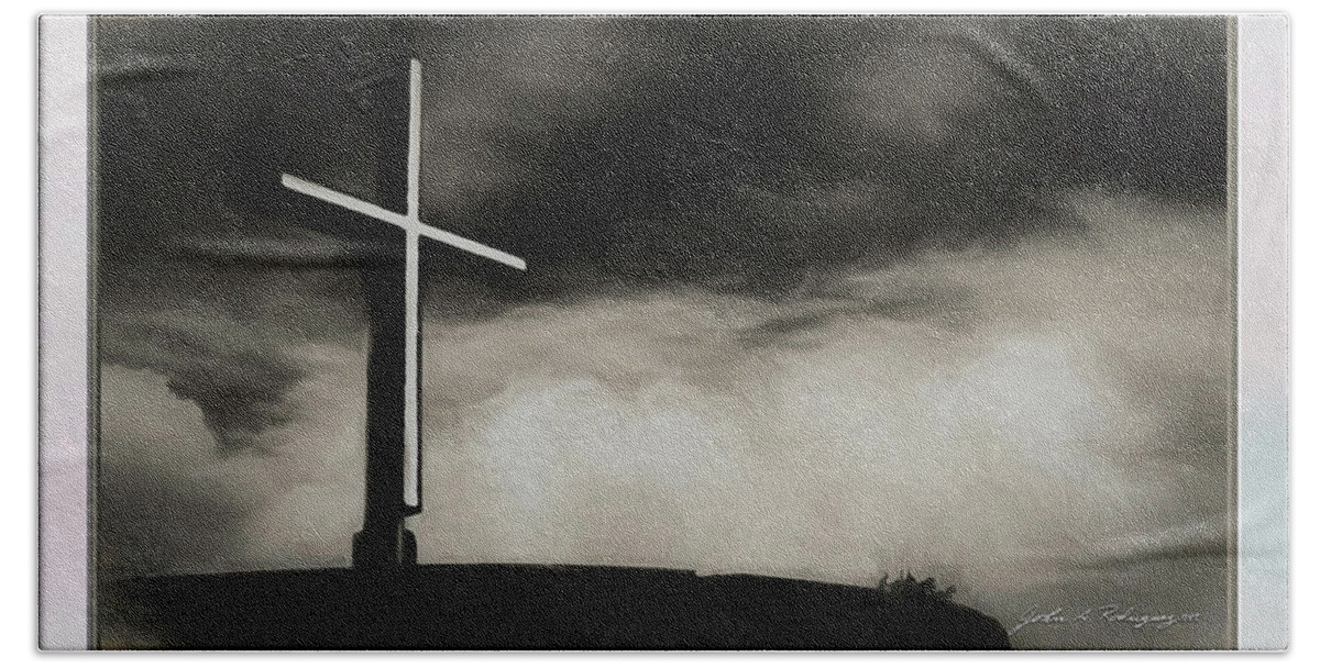 Photographs Beach Towel featuring the photograph Cross on a Hill by John A Rodriguez