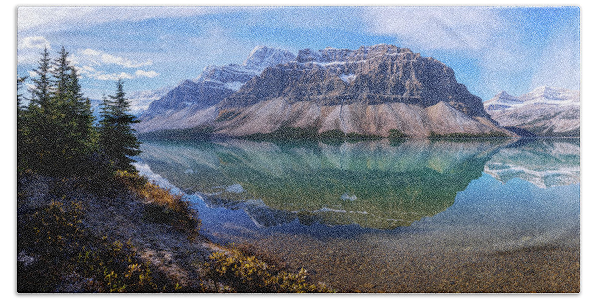Crowfoot Reflection Beach Towel featuring the photograph Crowfoot Reflection by Chad Dutson