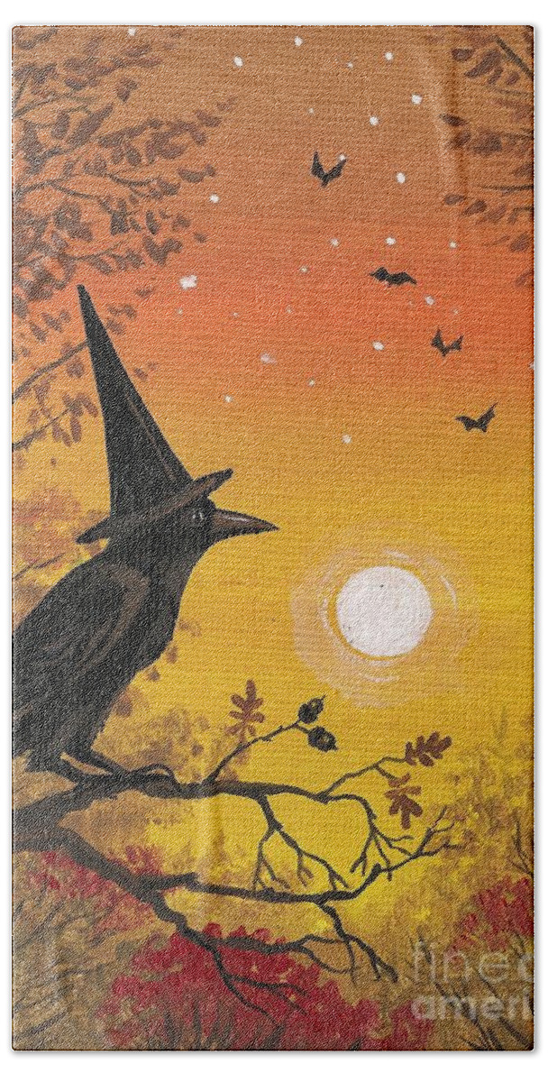 Print Beach Towel featuring the painting Crowitch by Margaryta Yermolayeva