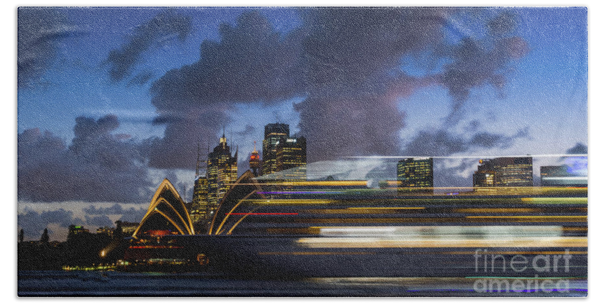 Sydney Beach Towel featuring the photograph Cruise ship Sydney Harbour by Andrew Michael