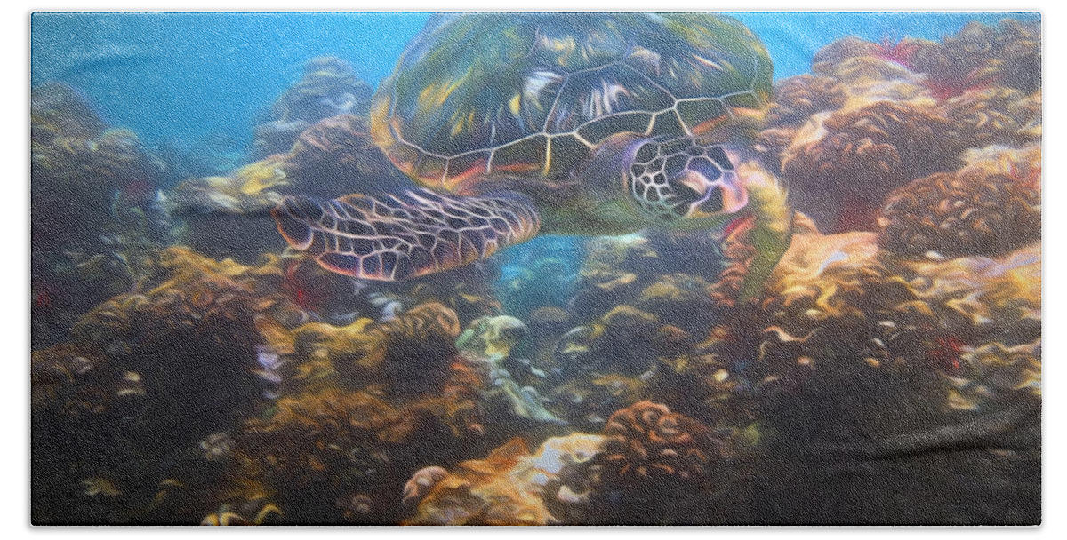 Sea Turtle Beach Towel featuring the photograph Cruising the Reef by Susan Rissi Tregoning