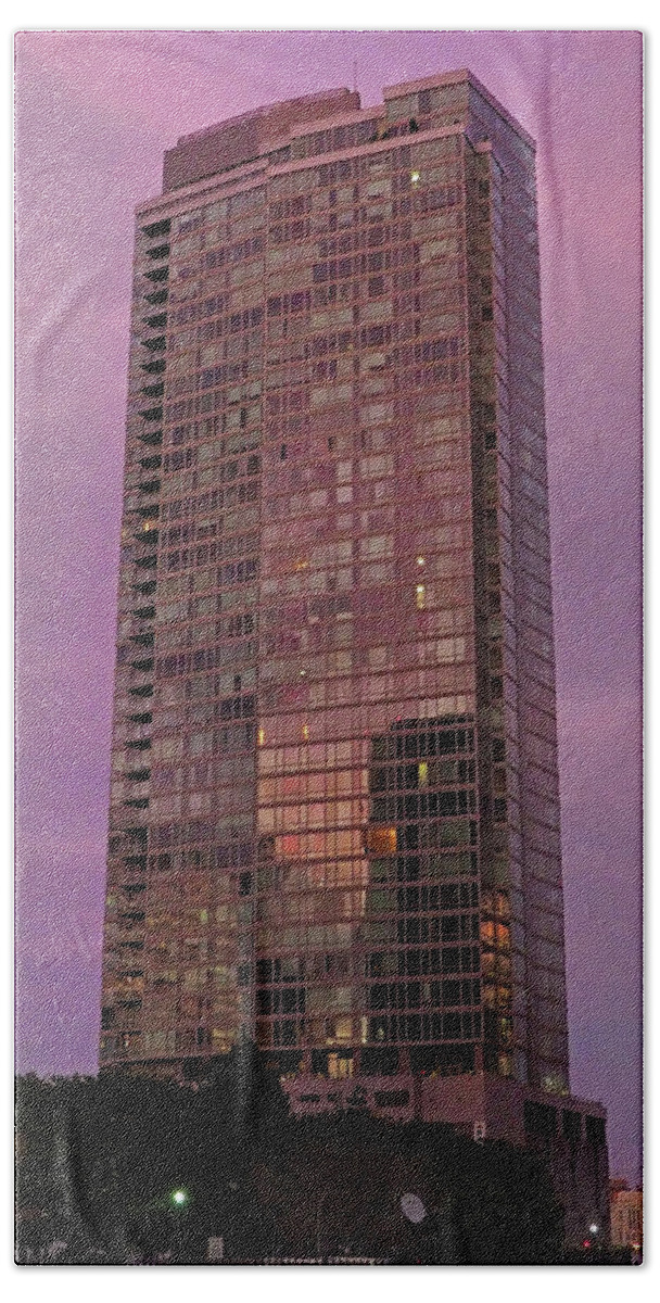 Jersery City Beach Sheet featuring the photograph Crystal Skyscraper Sunset by Farol Tomson