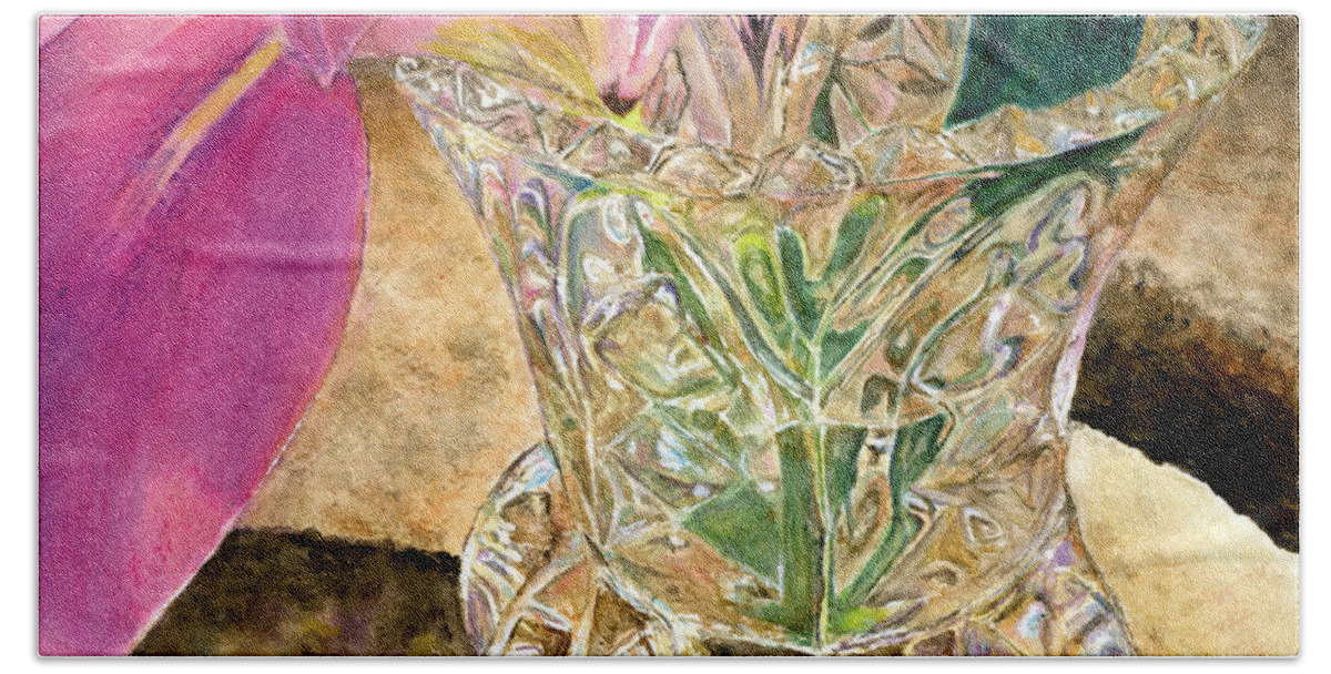 Lily Beach Towel featuring the painting Crystalline Lily by Wendy Keeney-Kennicutt