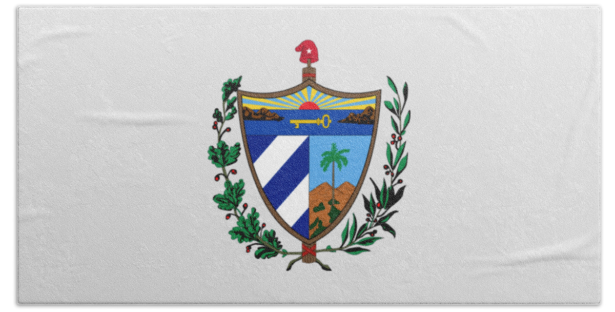 Cuba Beach Sheet featuring the drawing Cuba Coat of Arms by Movie Poster Prints