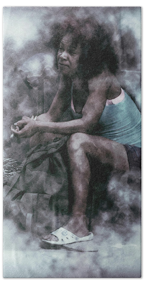 Cuba Beach Towel featuring the photograph Cuban Street Woman by Thomas Leparskas