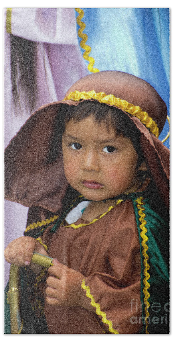 Boy Beach Towel featuring the photograph Cuenca Kids 831 by Al Bourassa