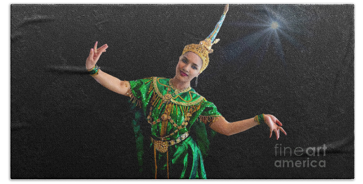 Thailand Beach Sheet featuring the digital art Cultural Thai Dance by Ian Gledhill