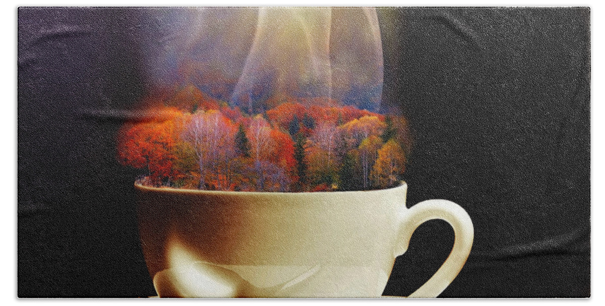 Nature Beach Towel featuring the digital art Cup of Autumn by Lilia S