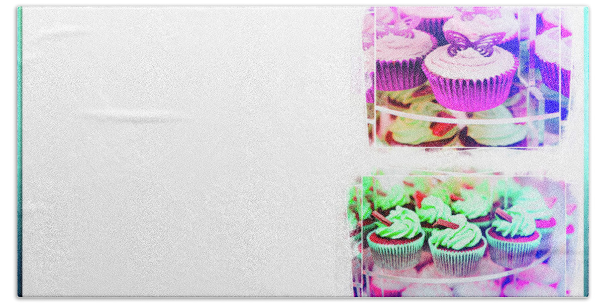Appetizer Beach Towel featuring the photograph Cupcakes business card by Tom Gowanlock
