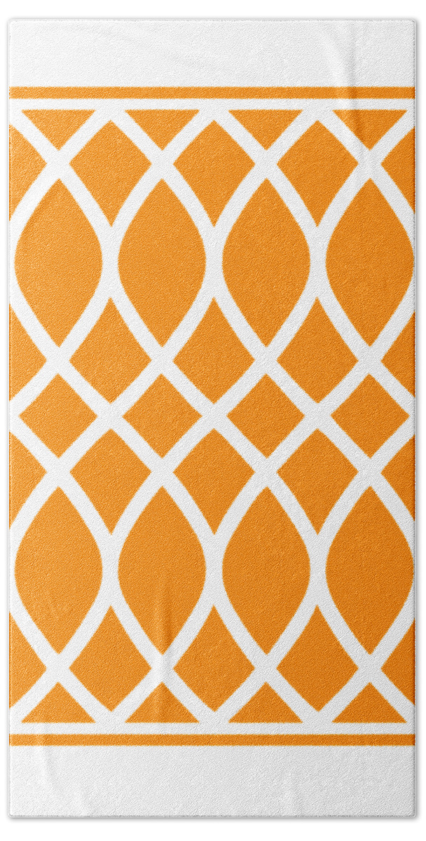 Curved Trellis Beach Towel featuring the digital art Curved Trellis with Border in Tangerine by Custom Home Fashions