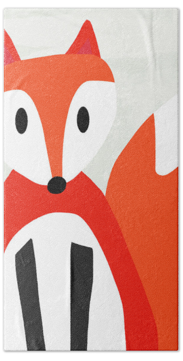 Fox Beach Towel featuring the mixed media Cute Red And White Fox- Art by Linda Woods by Linda Woods