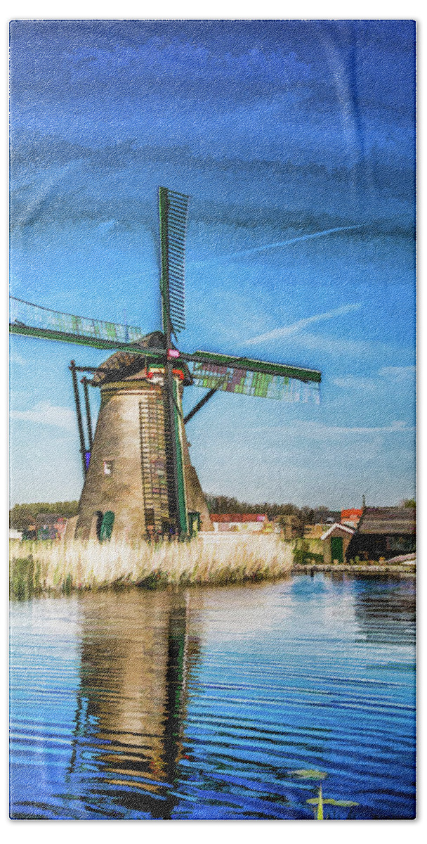 Kinderdijk Beach Towel featuring the digital art Cutting Through the Wind by Lisa Lemmons-Powers