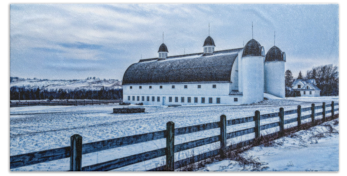 Clouds Beach Towel featuring the photograph D. H. Day Barn Blue Hour by Joe Holley