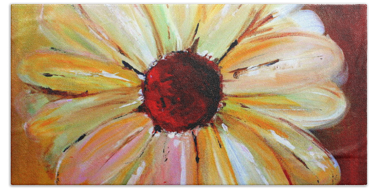 Daisy Beach Towel featuring the painting Daisy a Day 2 by Julie Lueders 