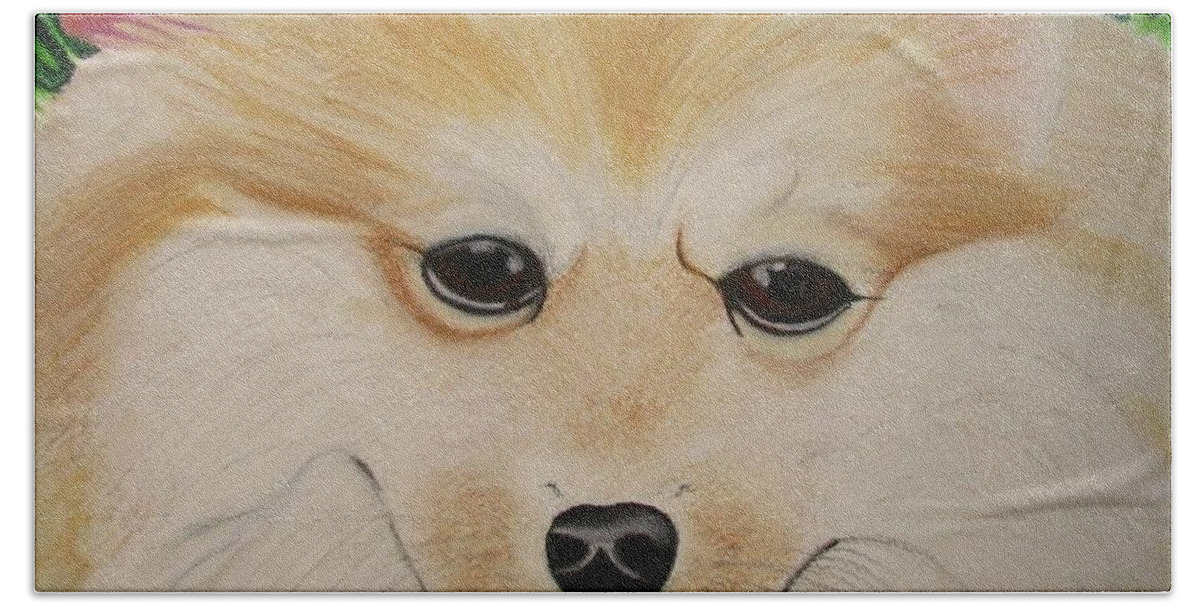 Dog Portrait Beach Sheet featuring the painting Daisy by Michelle Hayden-Marsan