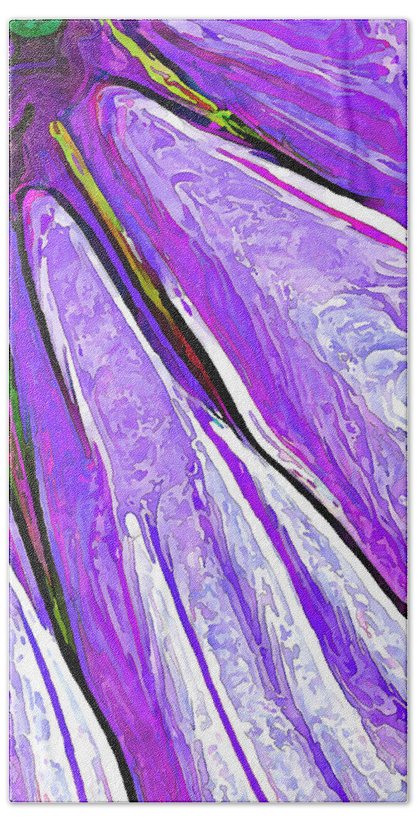 Nature Beach Towel featuring the digital art Daisy Petal Abstract in Grape by ABeautifulSky Photography by Bill Caldwell