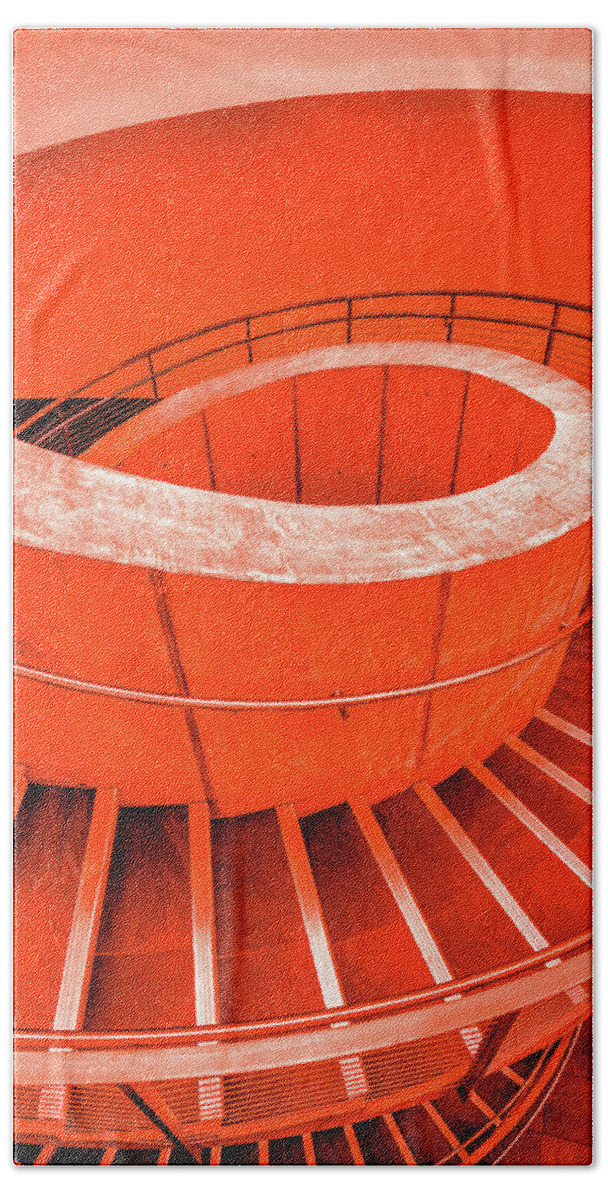 Dali Museum Beach Towel featuring the photograph Dali Museum Staircase in Red by Judith Barath