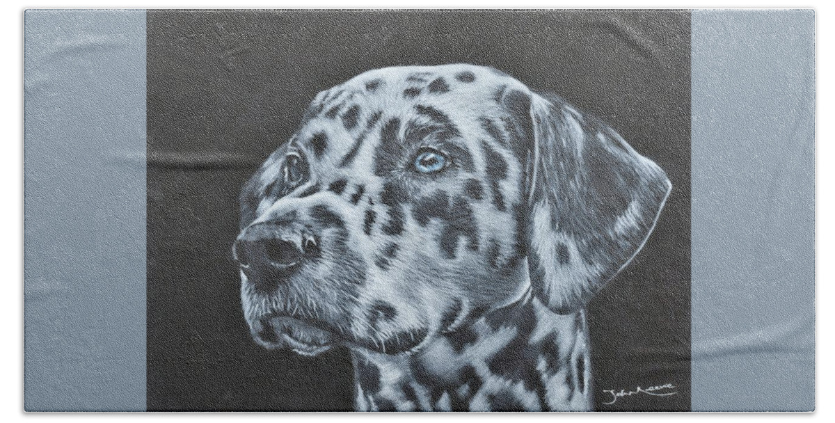 Dalmation Beach Towel featuring the painting Dalmation Portrait by John Neeve