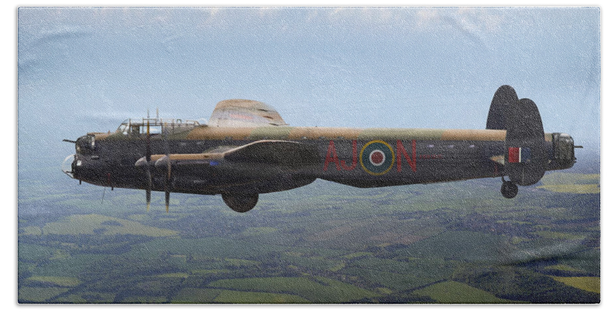 Avro Lancaster Beach Sheet featuring the photograph Dambusters Lancaster AJ-N by Gary Eason