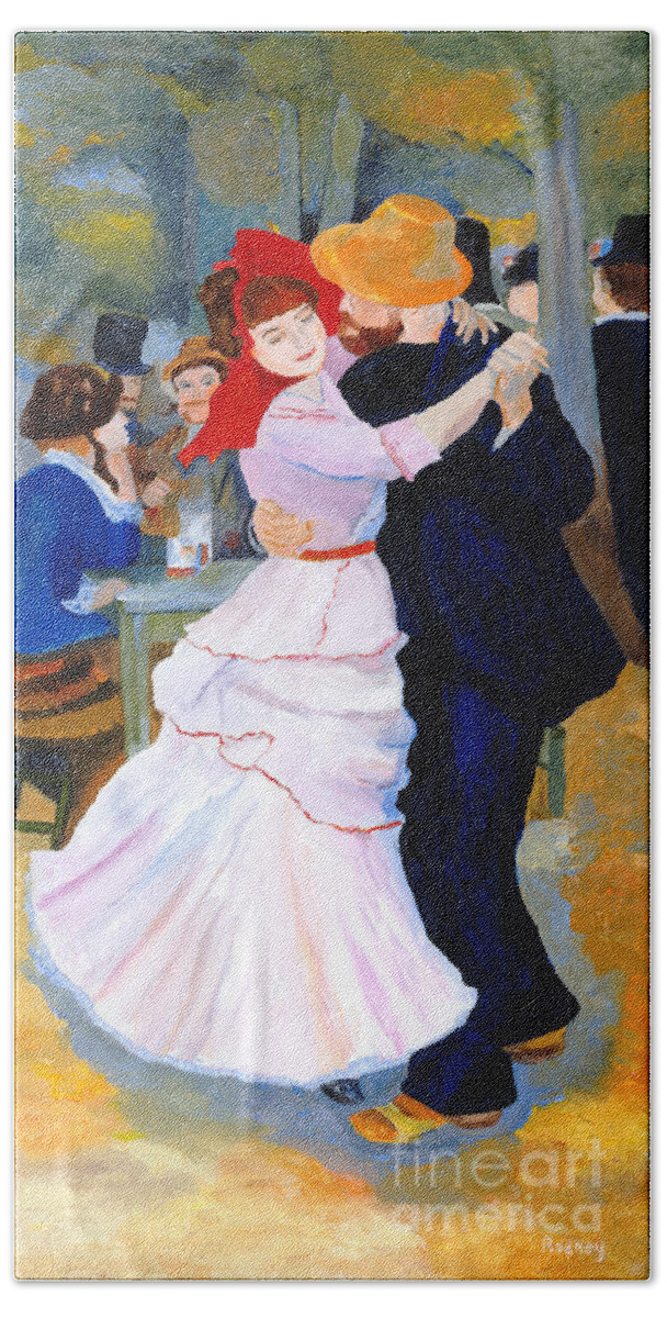 Dance At Bougival Beach Towel featuring the painting Dance At Bougival after Renoir by Rodney Campbell