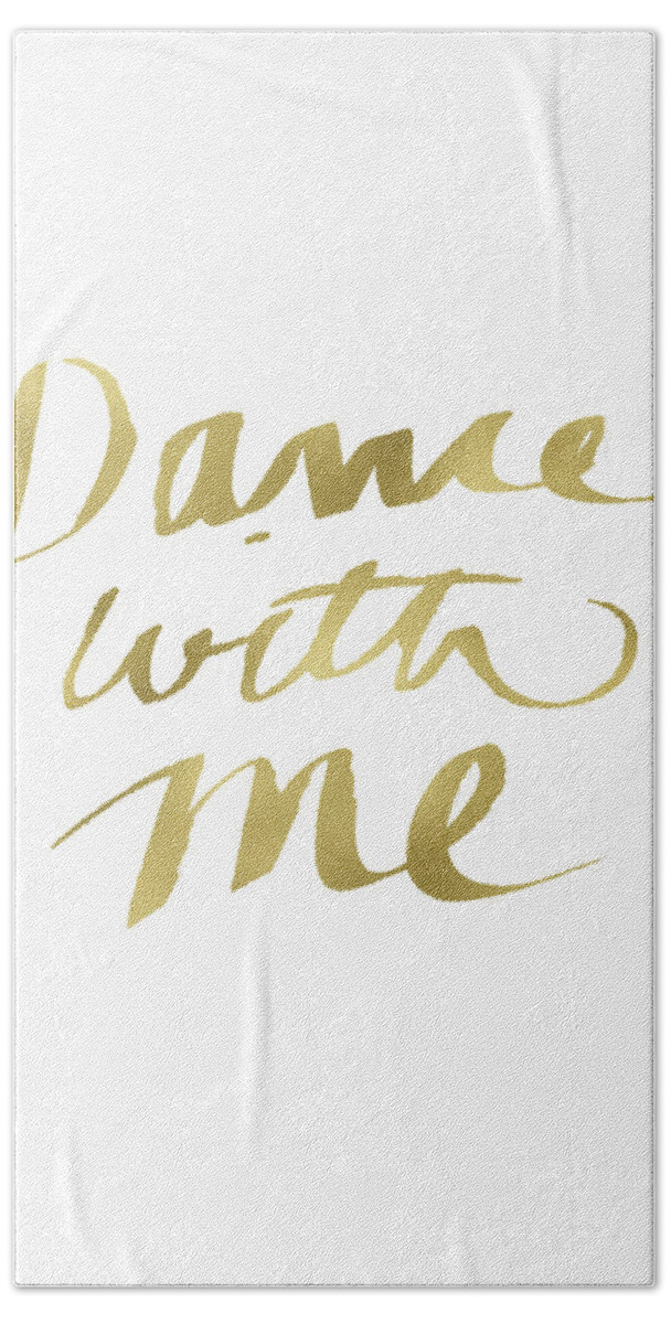 #faaAdWordsBest Beach Towel featuring the painting Dance With Me Gold- Art by Linda Woods by Linda Woods