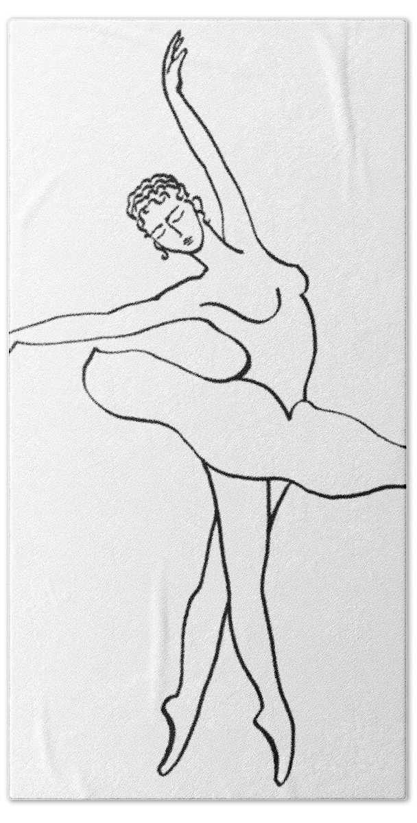 Ballerina Beach Towel featuring the painting Dancing Ballerina Silhouette by Irina Sztukowski