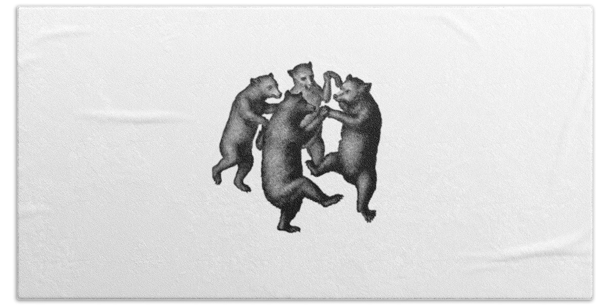 Bear Beach Towel featuring the digital art Dancing Bears Round Circle Beach Towel Blanket by Edward Fielding