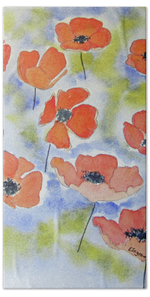 Floral Beach Towel featuring the painting Dancing Poppies by Elvira Ingram