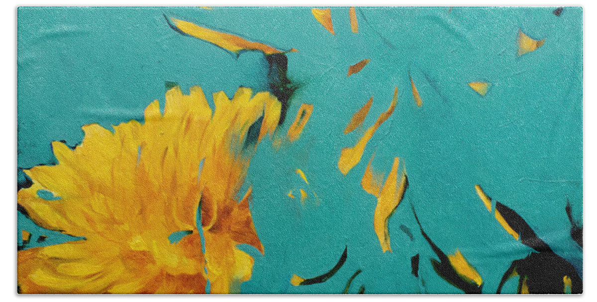Lin Petershagen Beach Sheet featuring the painting Dandelion Summer by Lin Petershagen