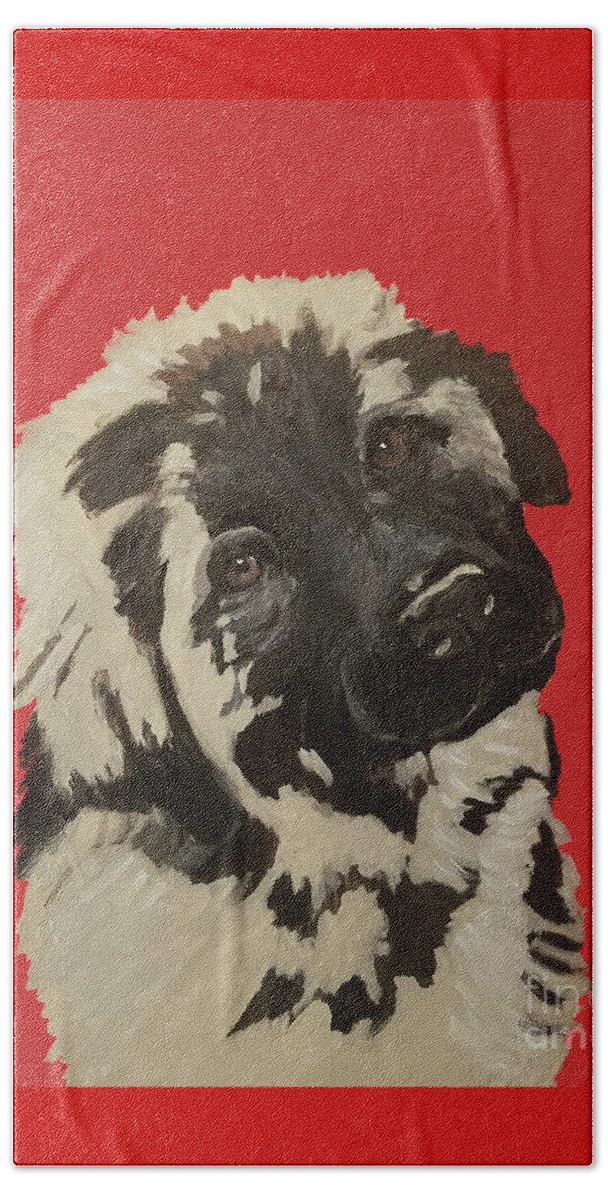 Pet Portrait Beach Towel featuring the painting Date With Paint Sept 18 5 by Ania M Milo
